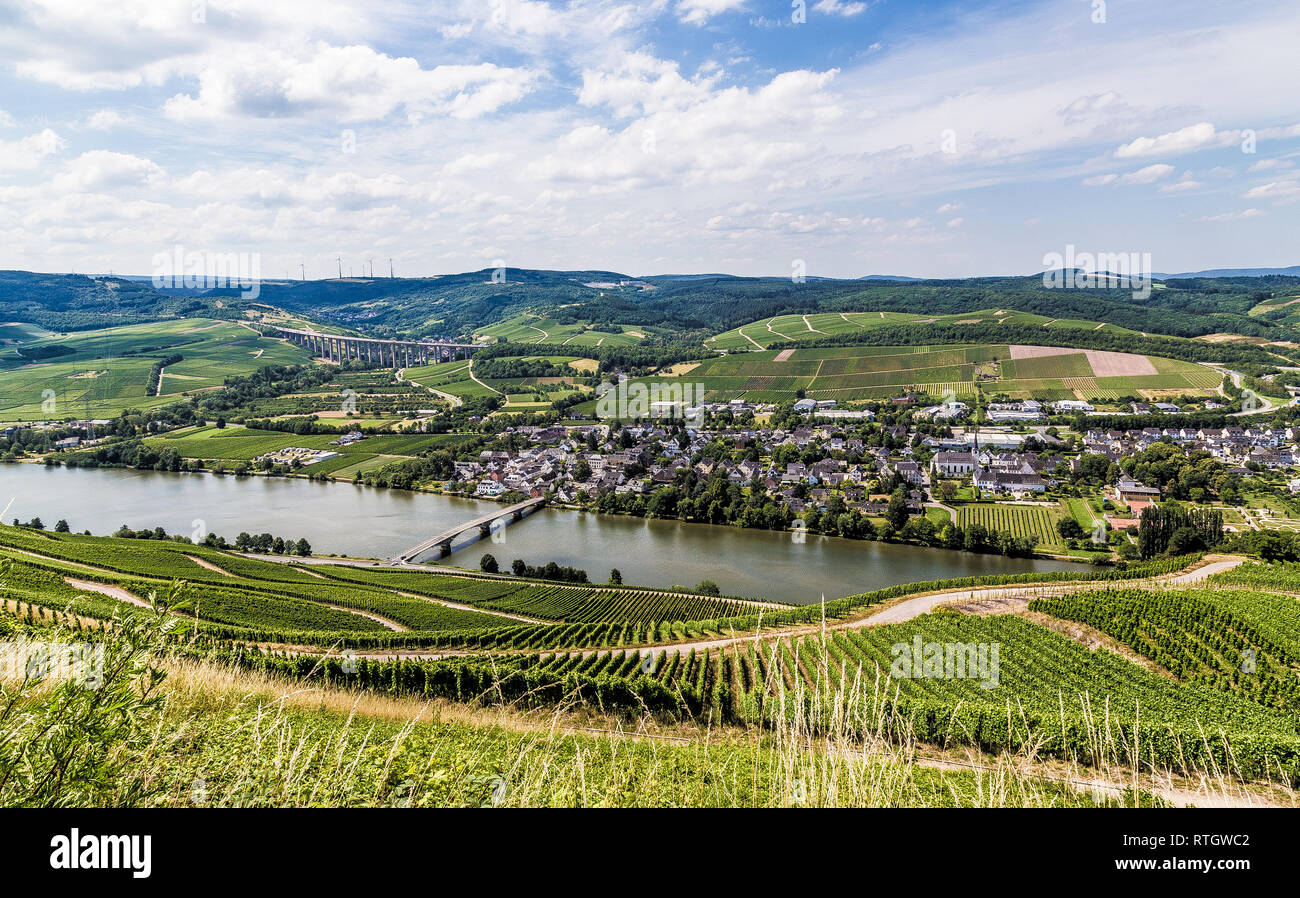 Longuich on the Moselle Rhineland-Palatinate Germany. Stock Photo