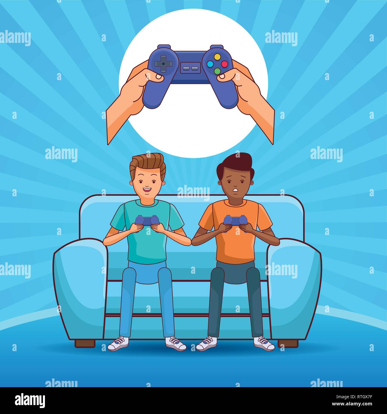 Back View of a Man Playing Online Games Stock Vector - Illustration of  teenager, tournament: 275102644