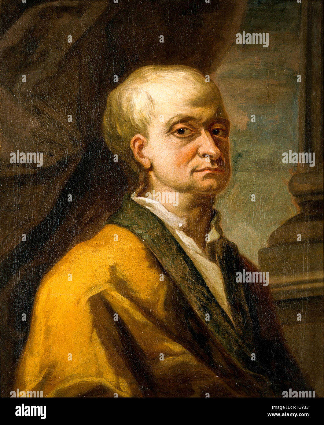Sir Isaac Newton (1642-1727), portrait painting, 17th-18th Century Stock Photo