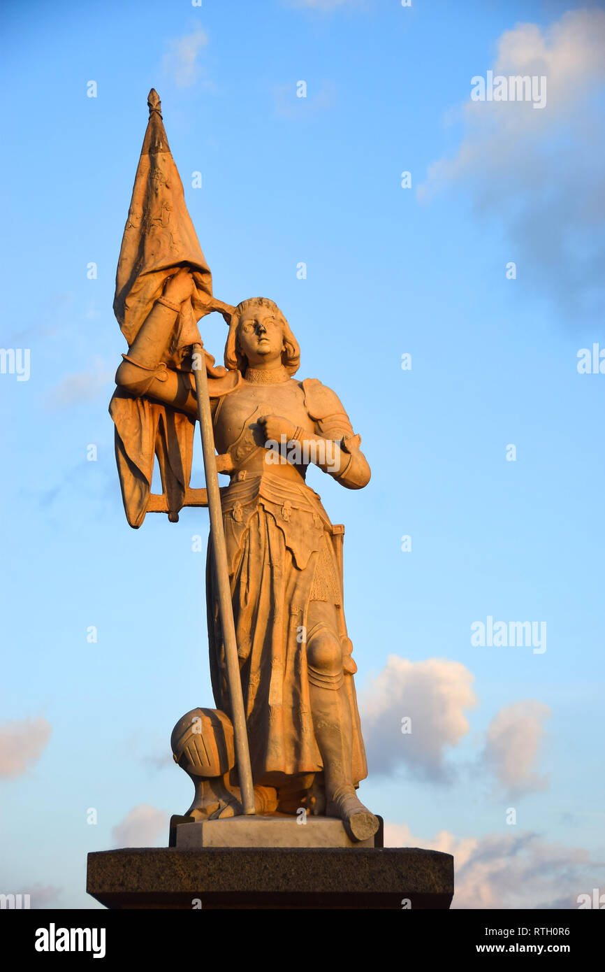 Statue of Joan of Arc, Pondicherry, Puducherry, Tamil Nadu, India Stock Photo