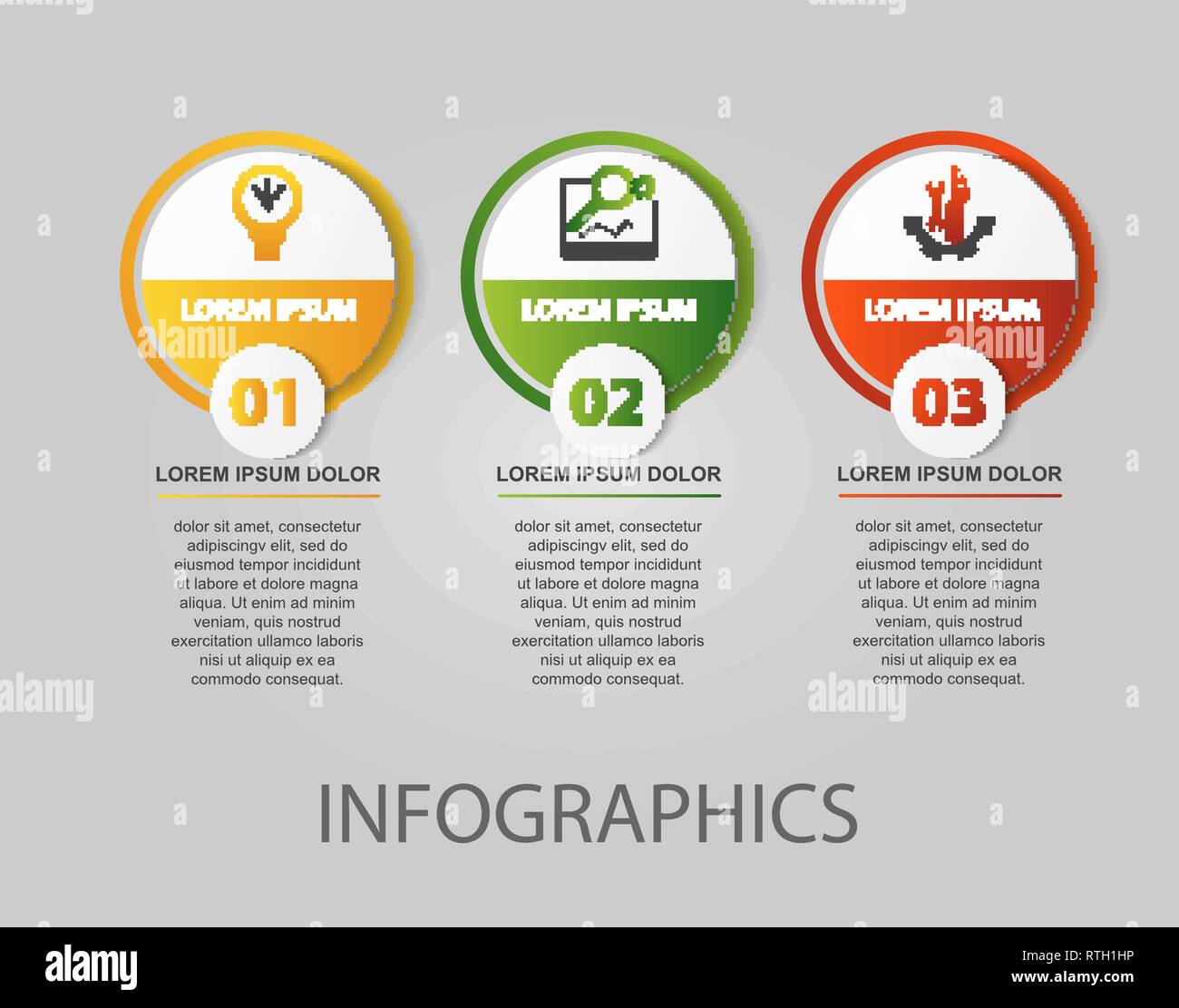 Modern 3D vector illustration. Circular infographic template with three ...
