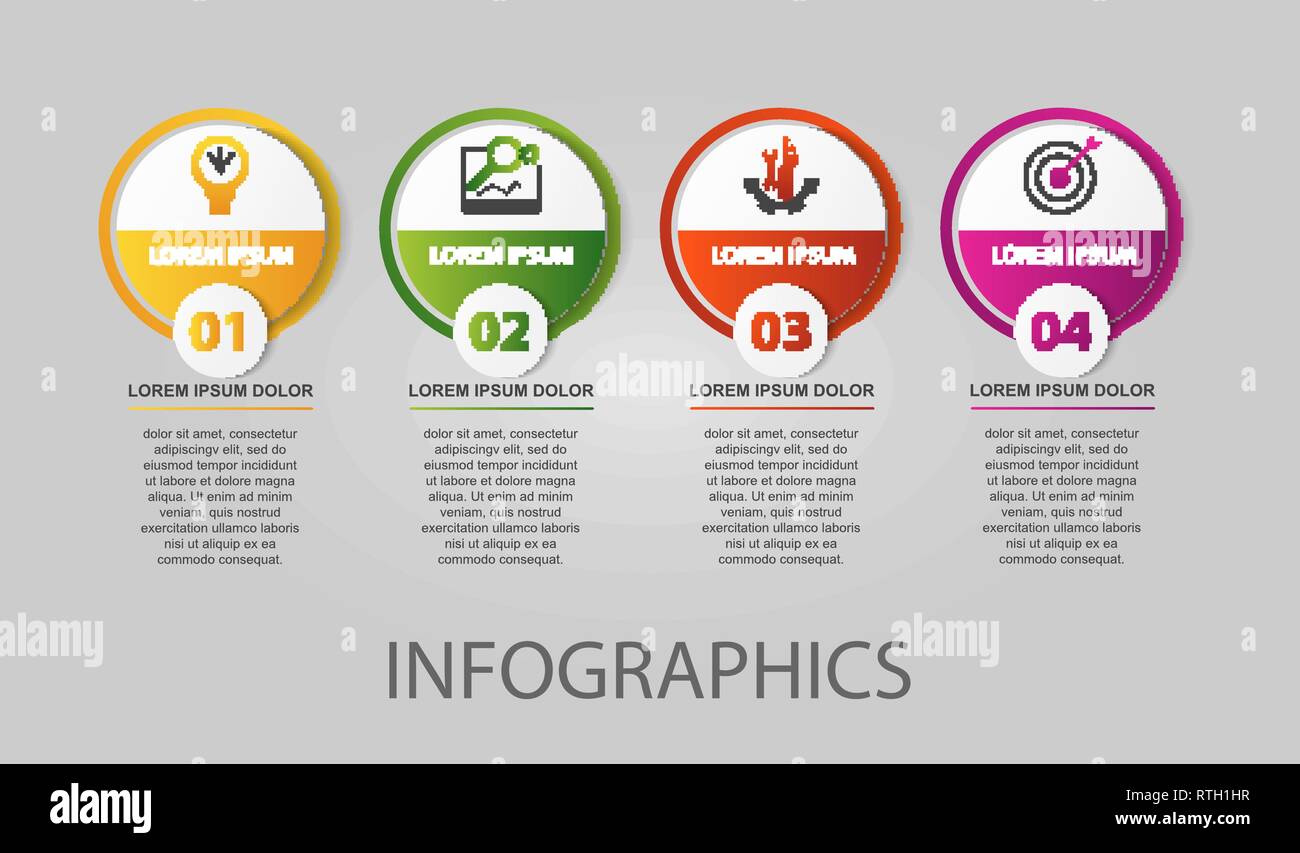 Modern 3D vector illustration. Circular infographic template with four ...