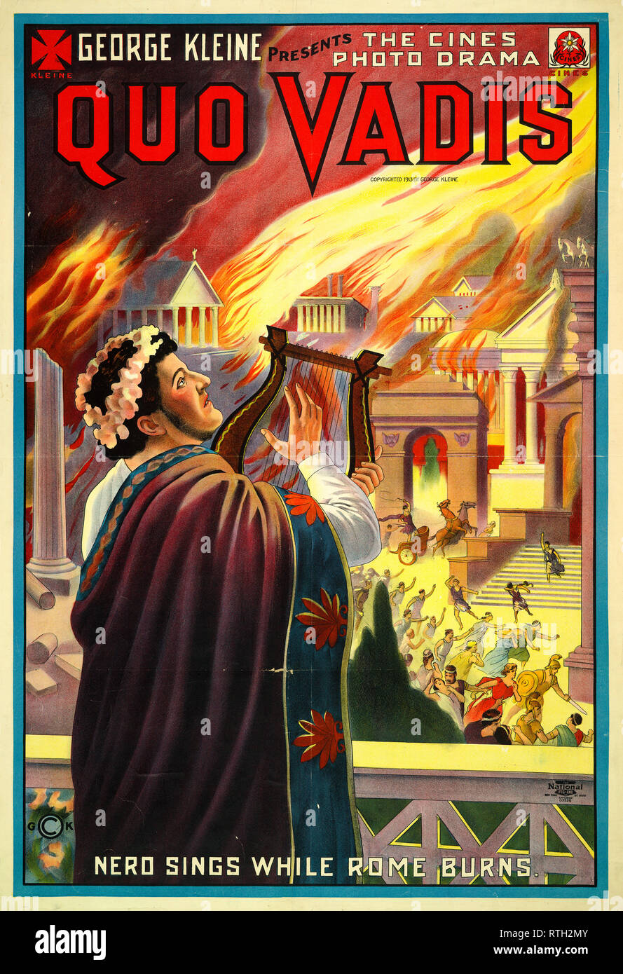 Old movie poster, Quo Vadis, 1913 Stock Photo