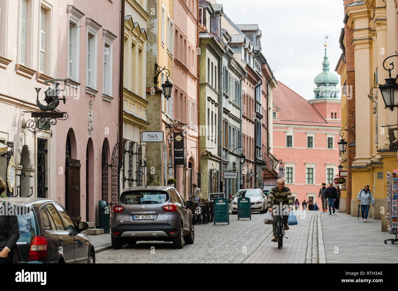 Streets of Warsaw old town, Warsaw, Poland Stock Photo