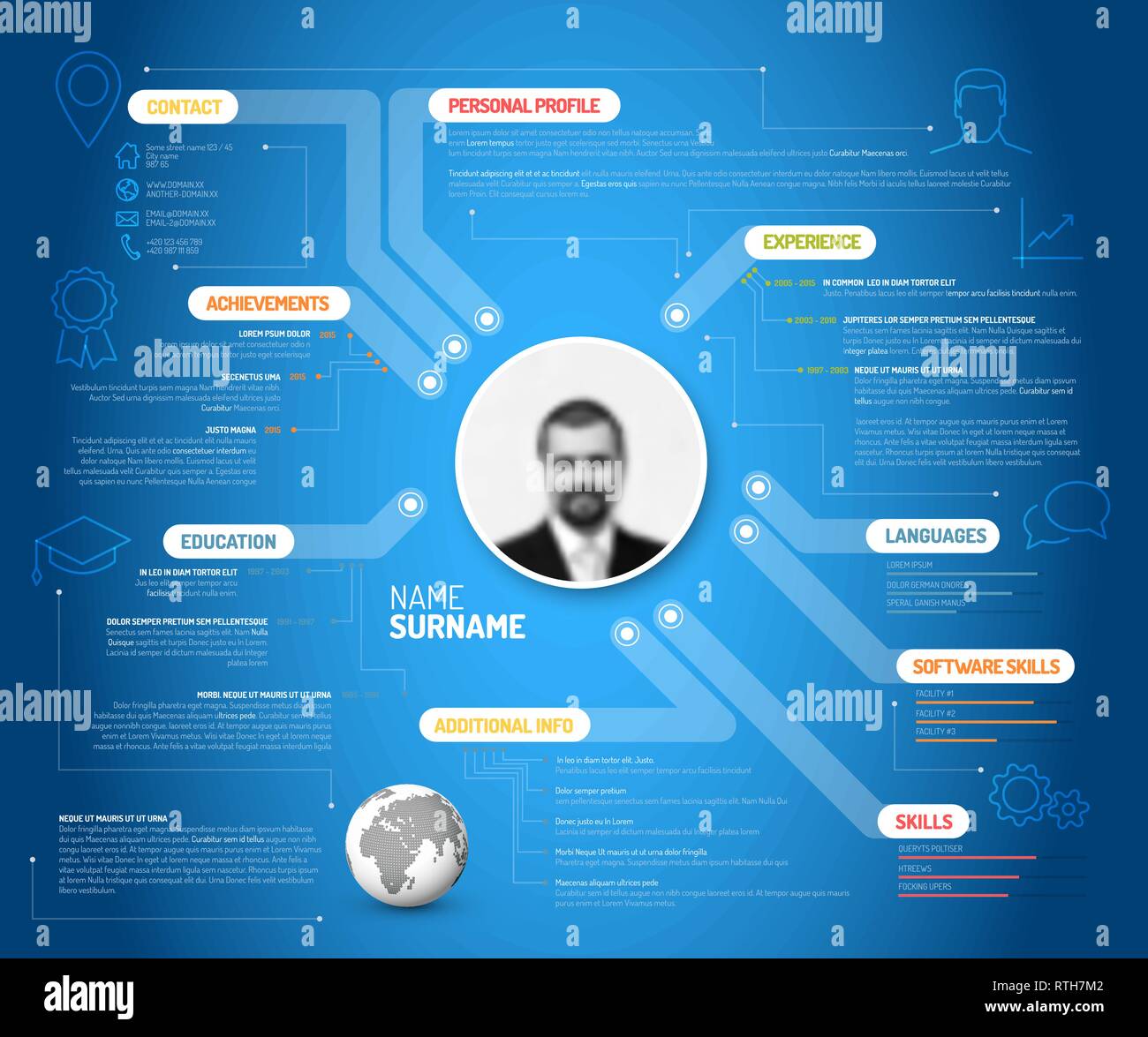 Vector Original Minimalist Cv Resume Template Creative Blue Print Version Stock Vector Image Art Alamy
