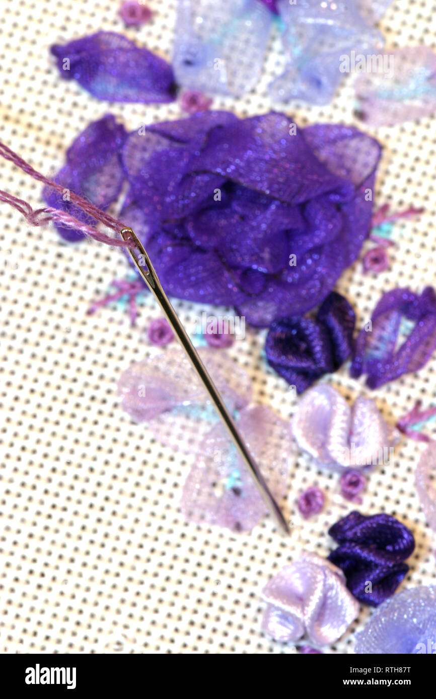 needle and thread. sewing work Stock Photo Alamy
