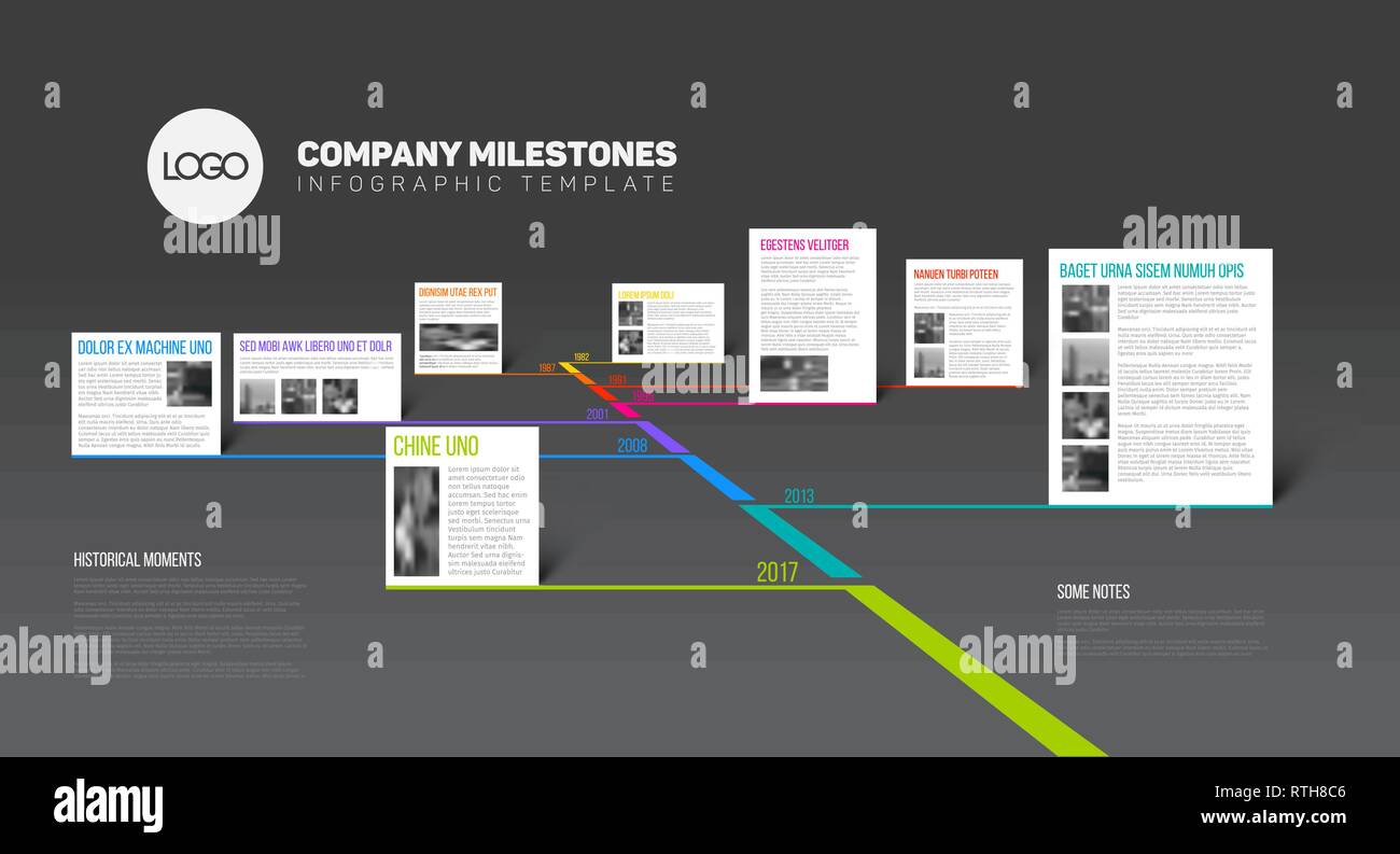 Vector Infographic timeline report template with the biggest milestones ...