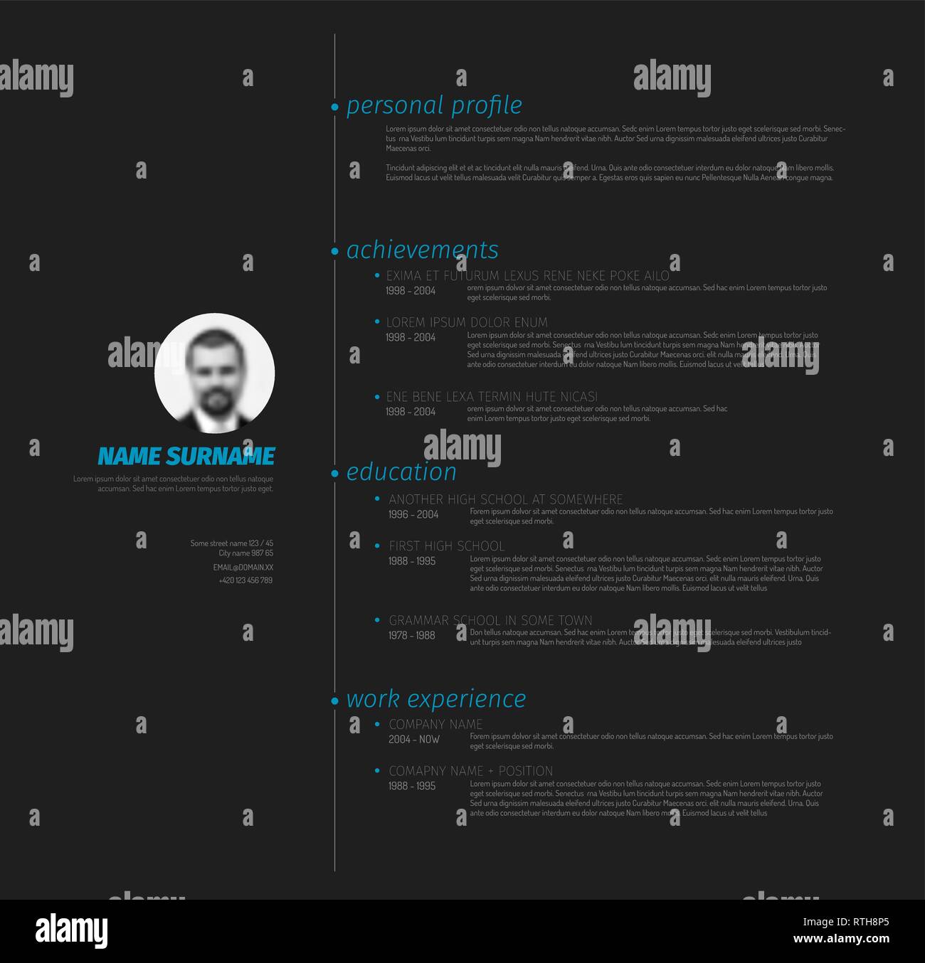 Vector minimalist cv / resume template with nice typogrgaphy design ...