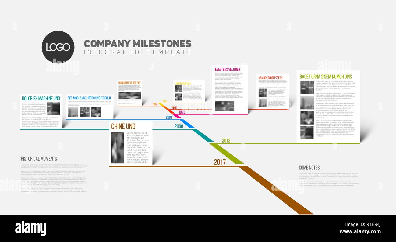 Vector Infographic timeline report template with the biggest milestones ...
