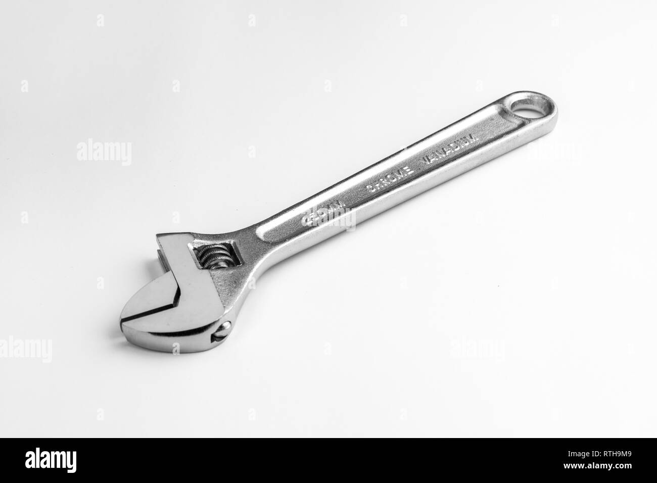 Adjustable Wrench Isolated on White Background Stock Photo