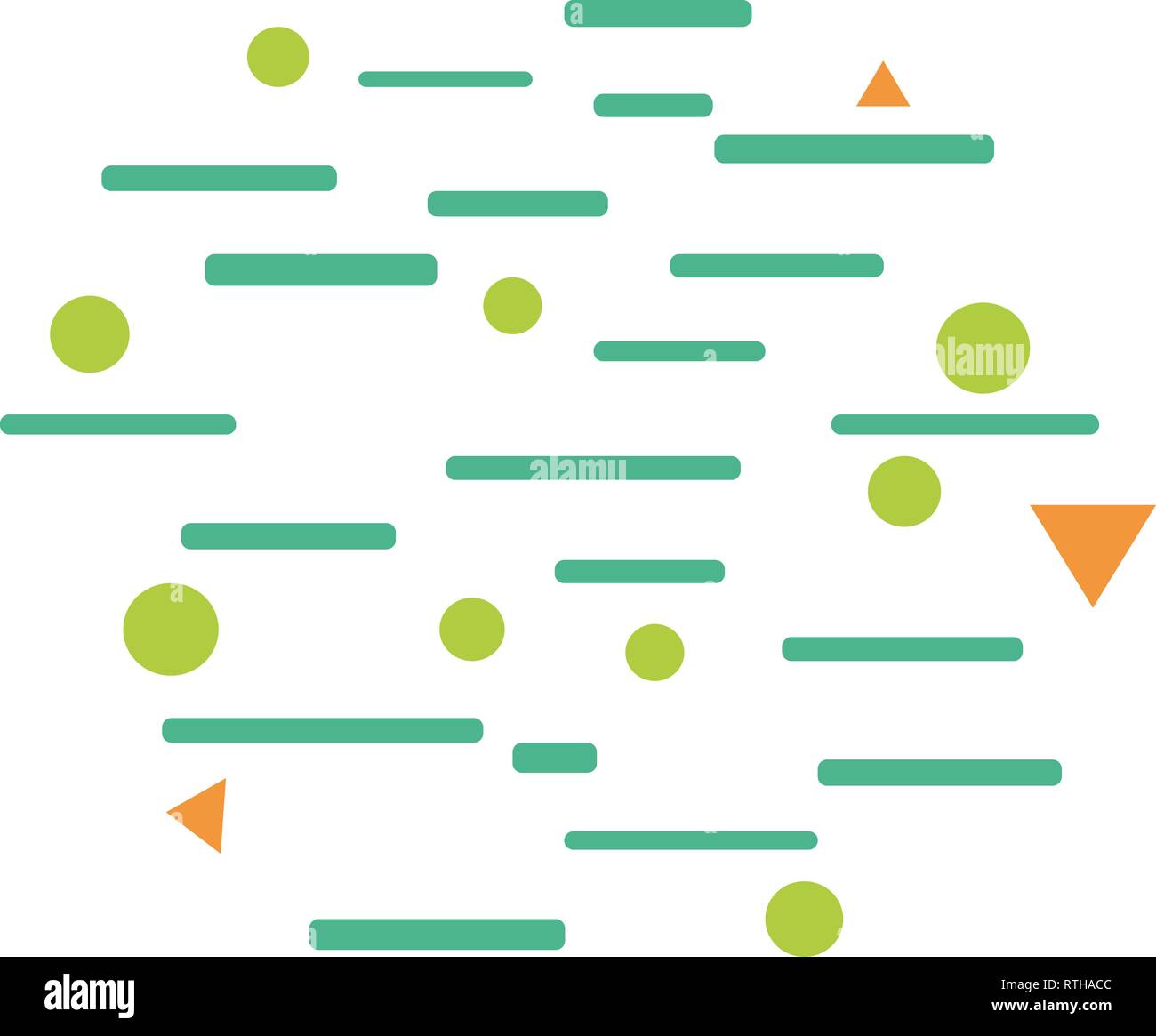 dynamic green vertical lines light green circles orange triangles on