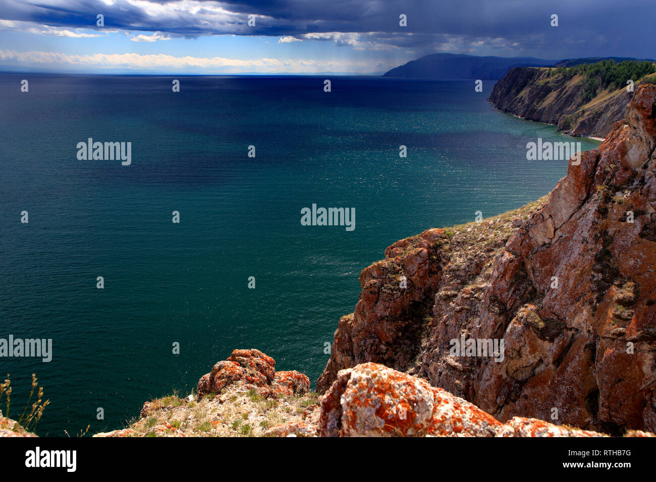 Olkhon island, coast between Khoboy and Ugury, Baikal lake, Russia Stock Photo