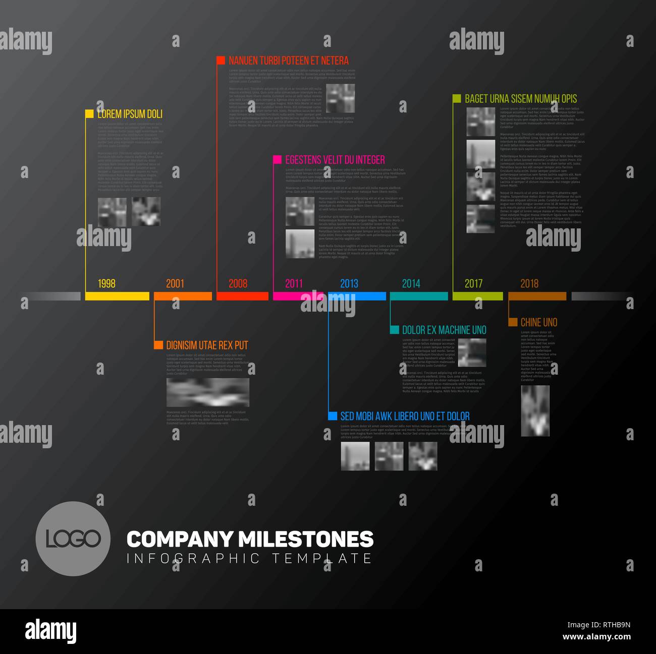 Vector Infographic timeline report template with the biggest milestones ...