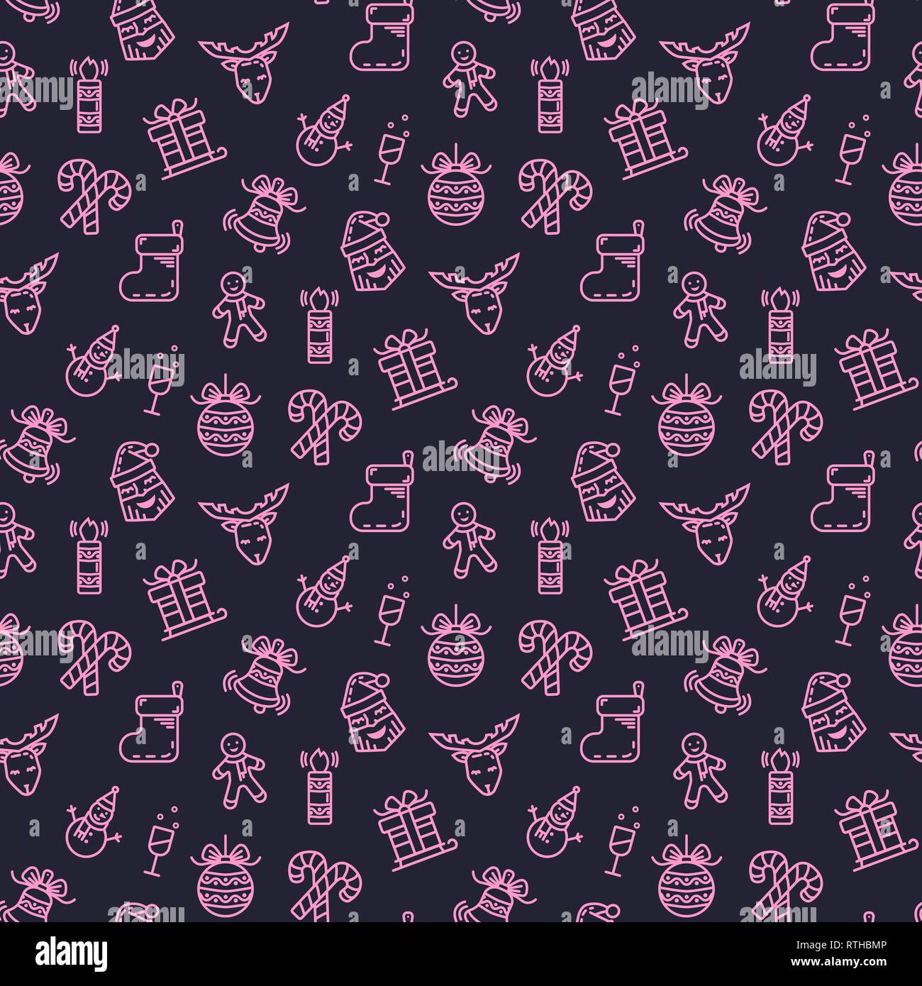 Vector seamless pattern Happy New Year and Merry Christmas Stock Vector ...