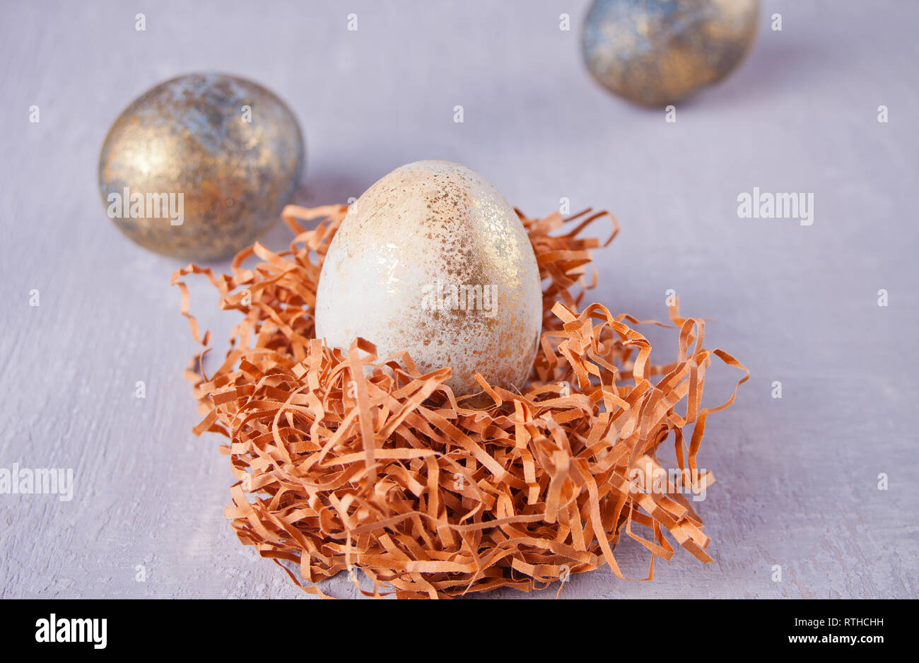 Easter three eggs on the table Stock Photo
