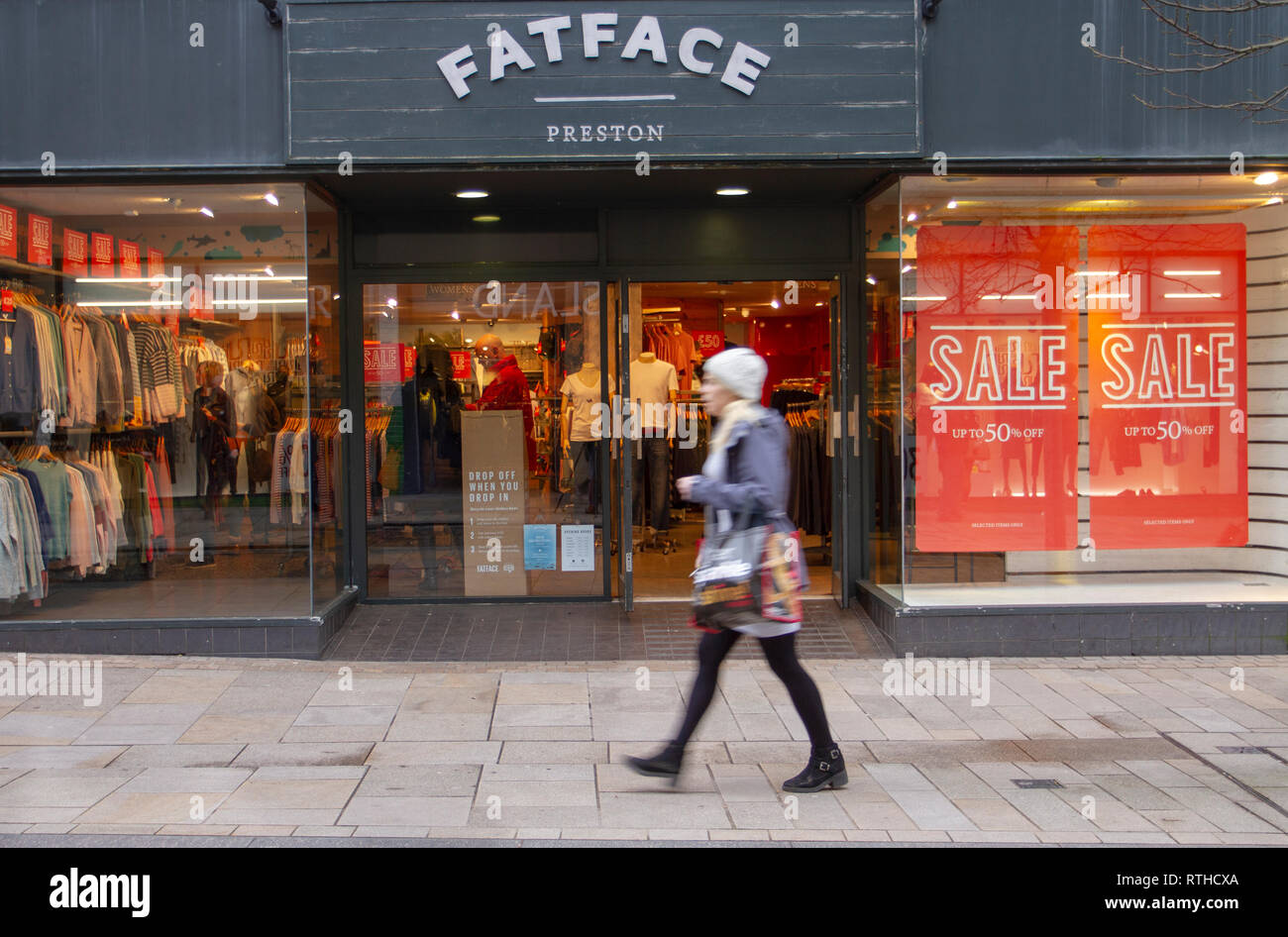 FATFACE Shops, Shoppers, Shopping in Fishergate Preston, UK Stock Photo -  Alamy