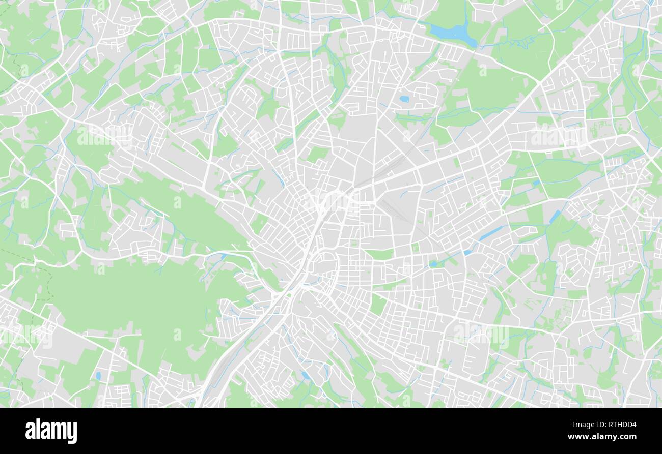 Bielefeld, Germany printable street map in classic style colors with