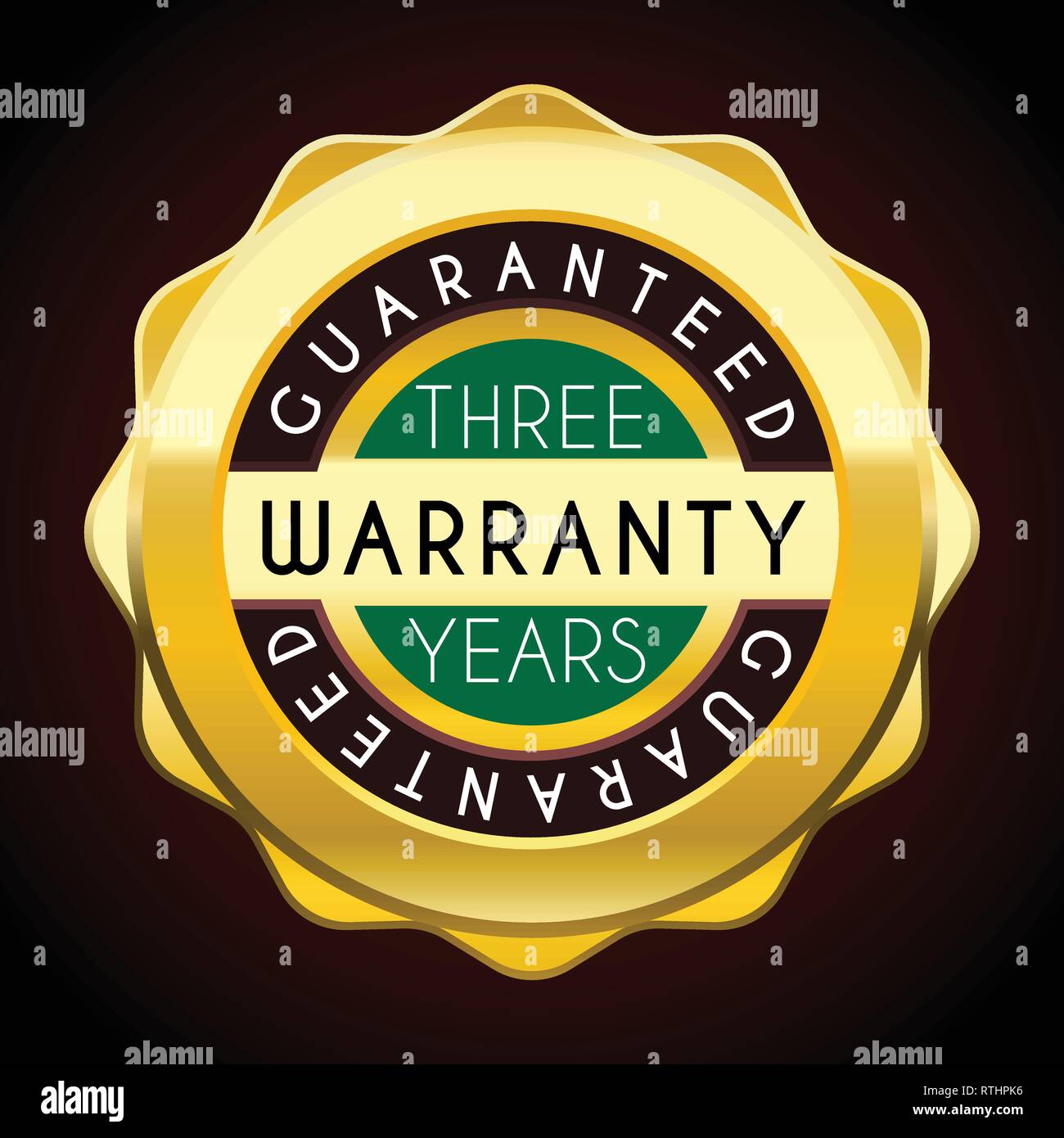 one year warranty golden badge. Guarantee label Stock Vector