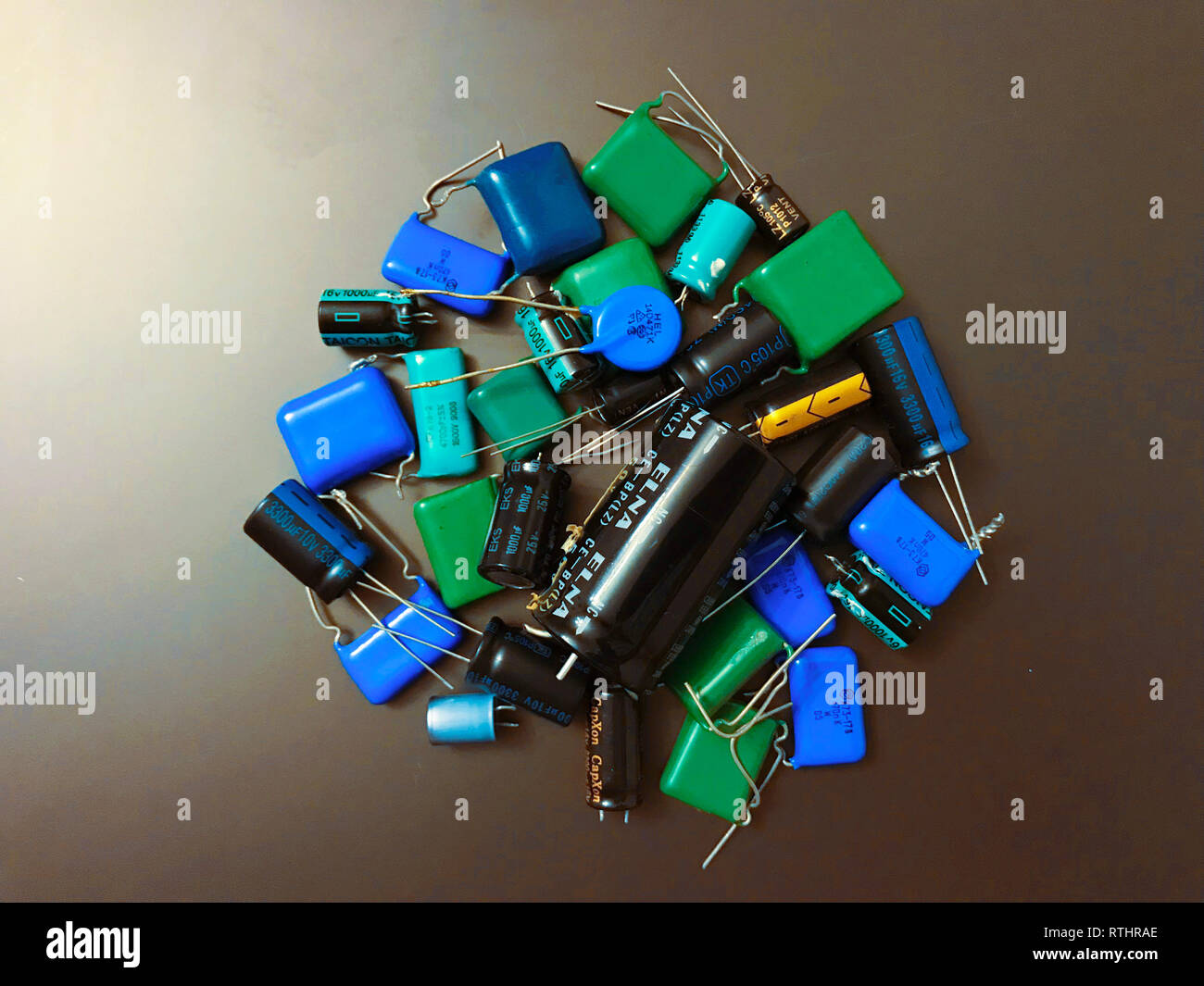 Group of audiophile metalfilm axial capacitors different sizes Stock Photo Alamy