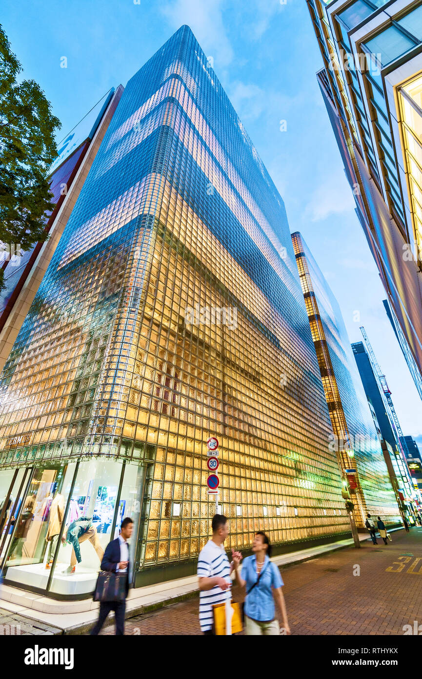 Architecture Tokyo Hermes Ginza Renzo Piano Ginza District Japan Stock Photo