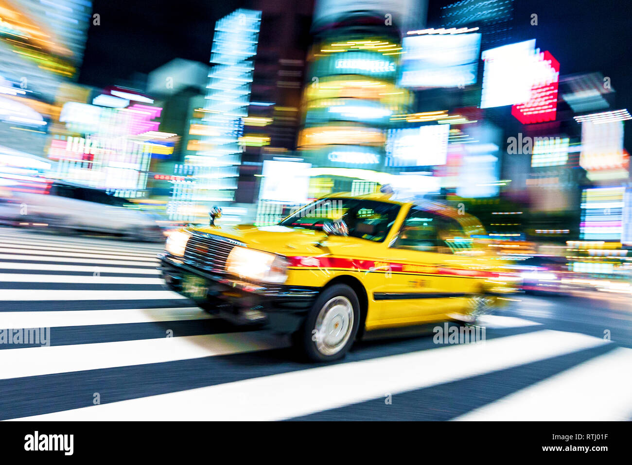 Taxi Tokyo Ginza Crossing Japan Stock Photo