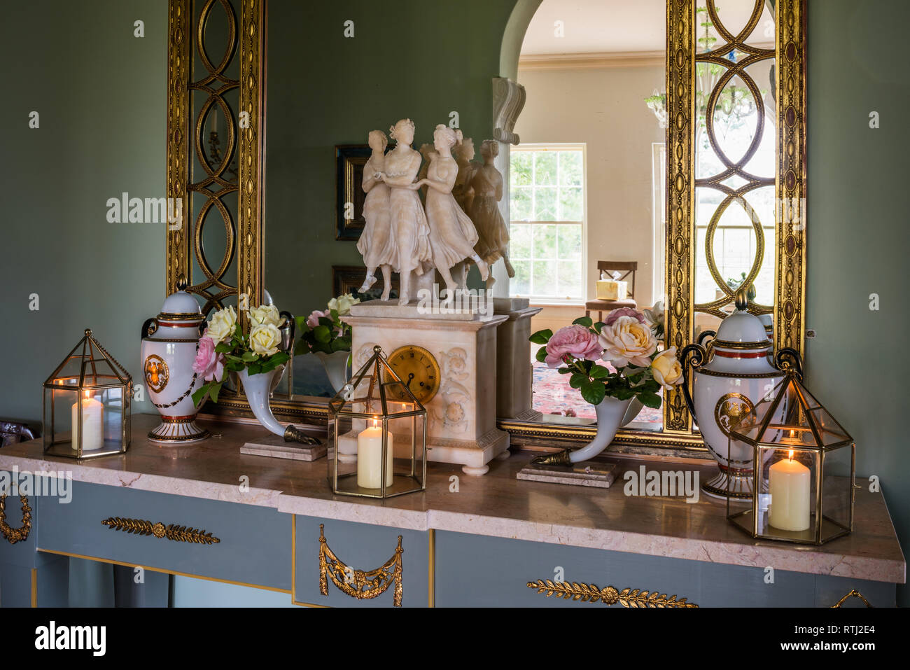 Marble topped console table made by Jeremy Nieboet Stock Photo