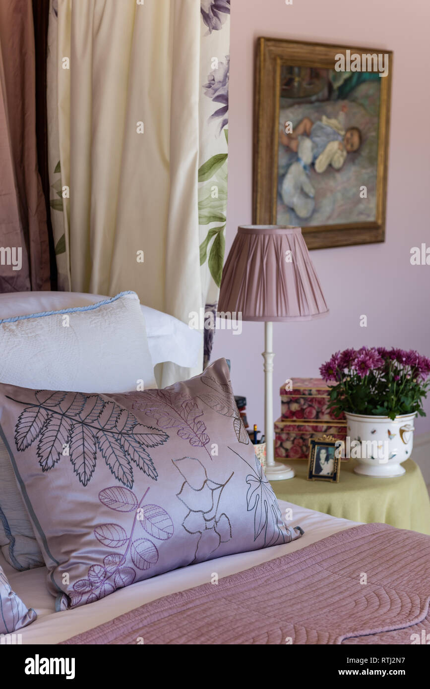 Soft furnishings with floral print by Zoffany Stock Photo