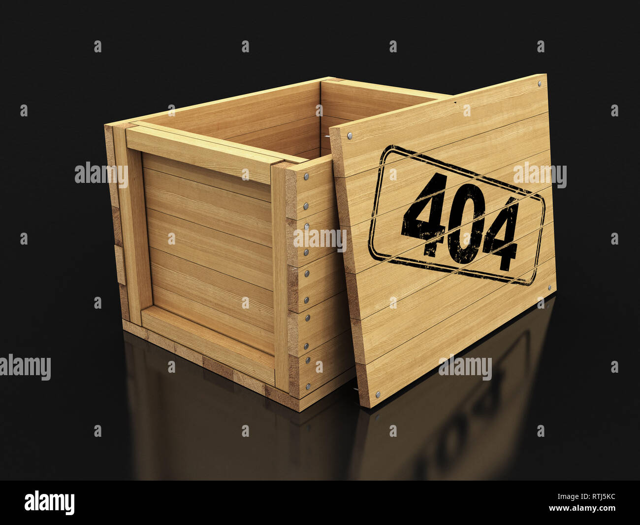 Wooden crate with 404. Image with clipping path Stock Photo