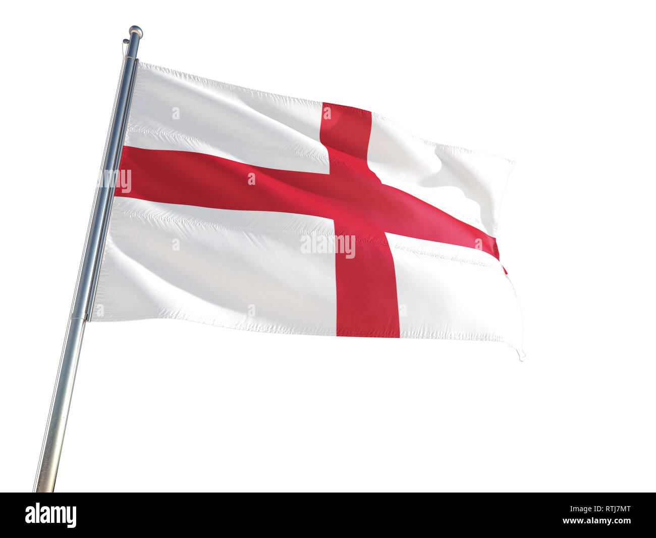 England National Flag waving in the wind, isolated white background