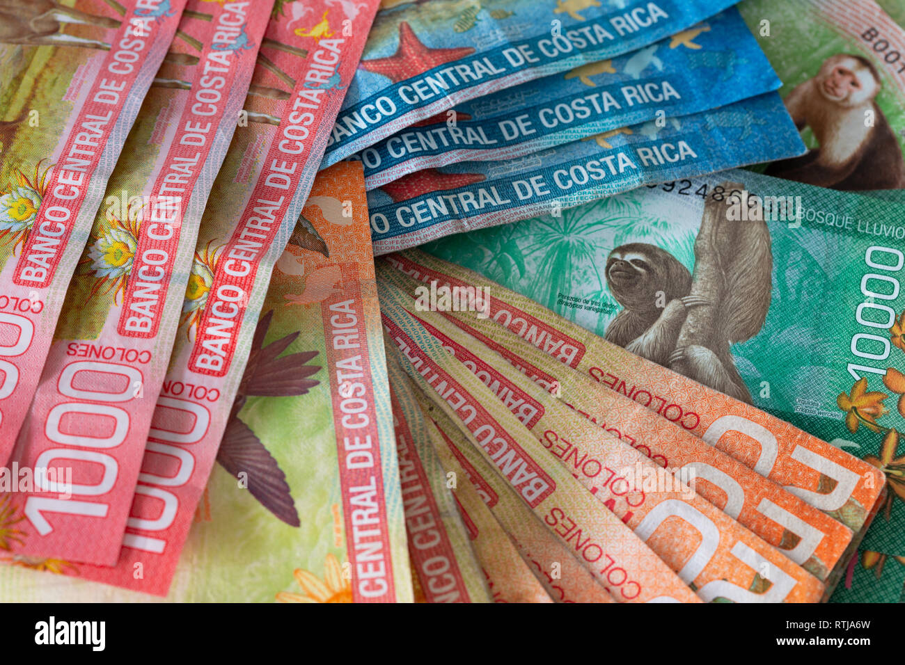 Money from Costa rica / Colones Stock Photo