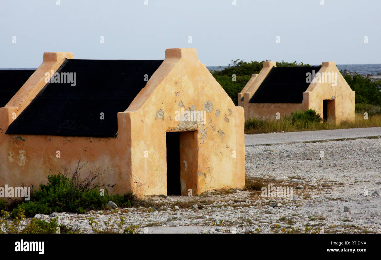 Ruins of Slave Huts on the island of Bonaire Stock Photo