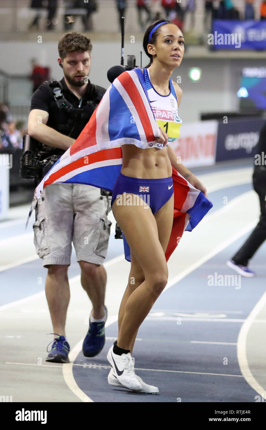 Great Britain's Katarina Johnson-Thompson after finishing first in the