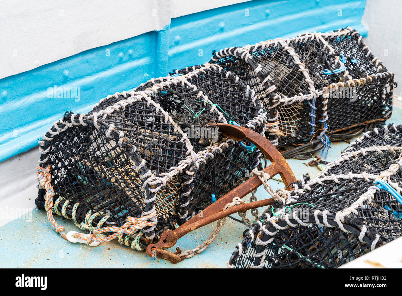 Lobster Pots, Traps and Fishing Equipment on the Back of a