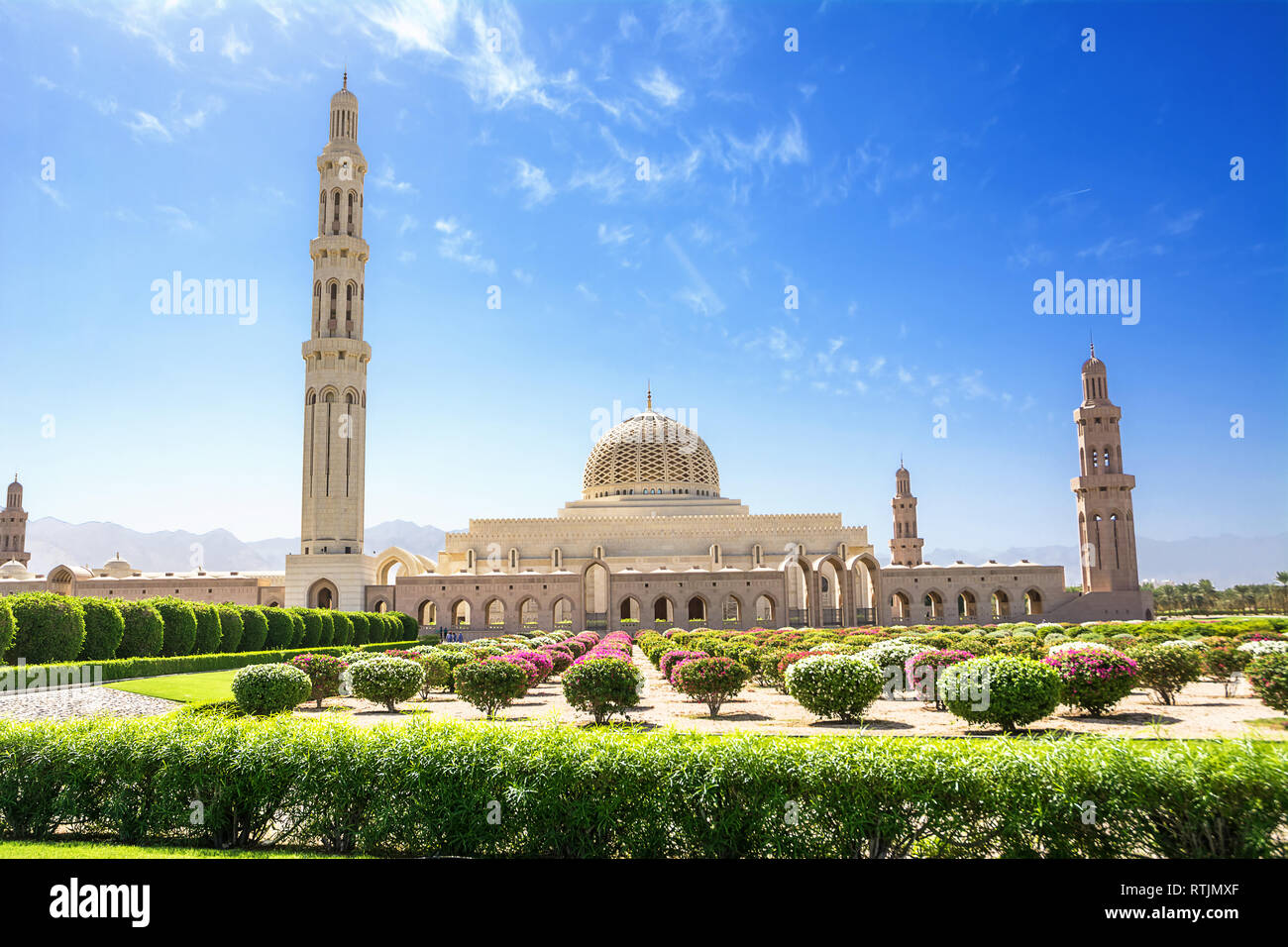 Gardens and the Muscat Grand Mosque (Oman) Stock Photo