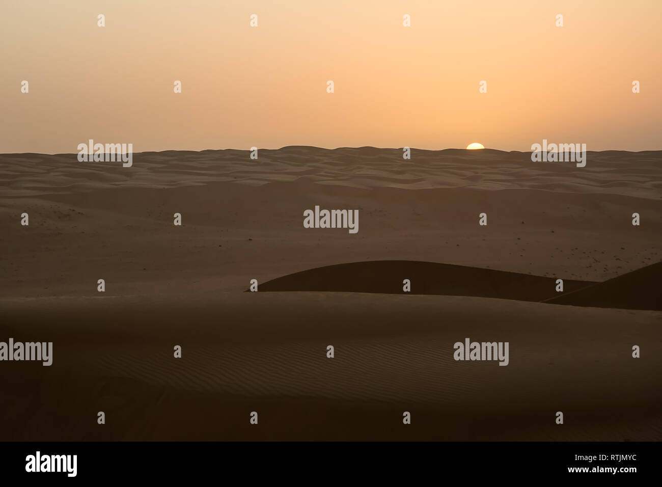 Dunes of the Wahiba Sand Desert at dawn (Oman) Stock Photo