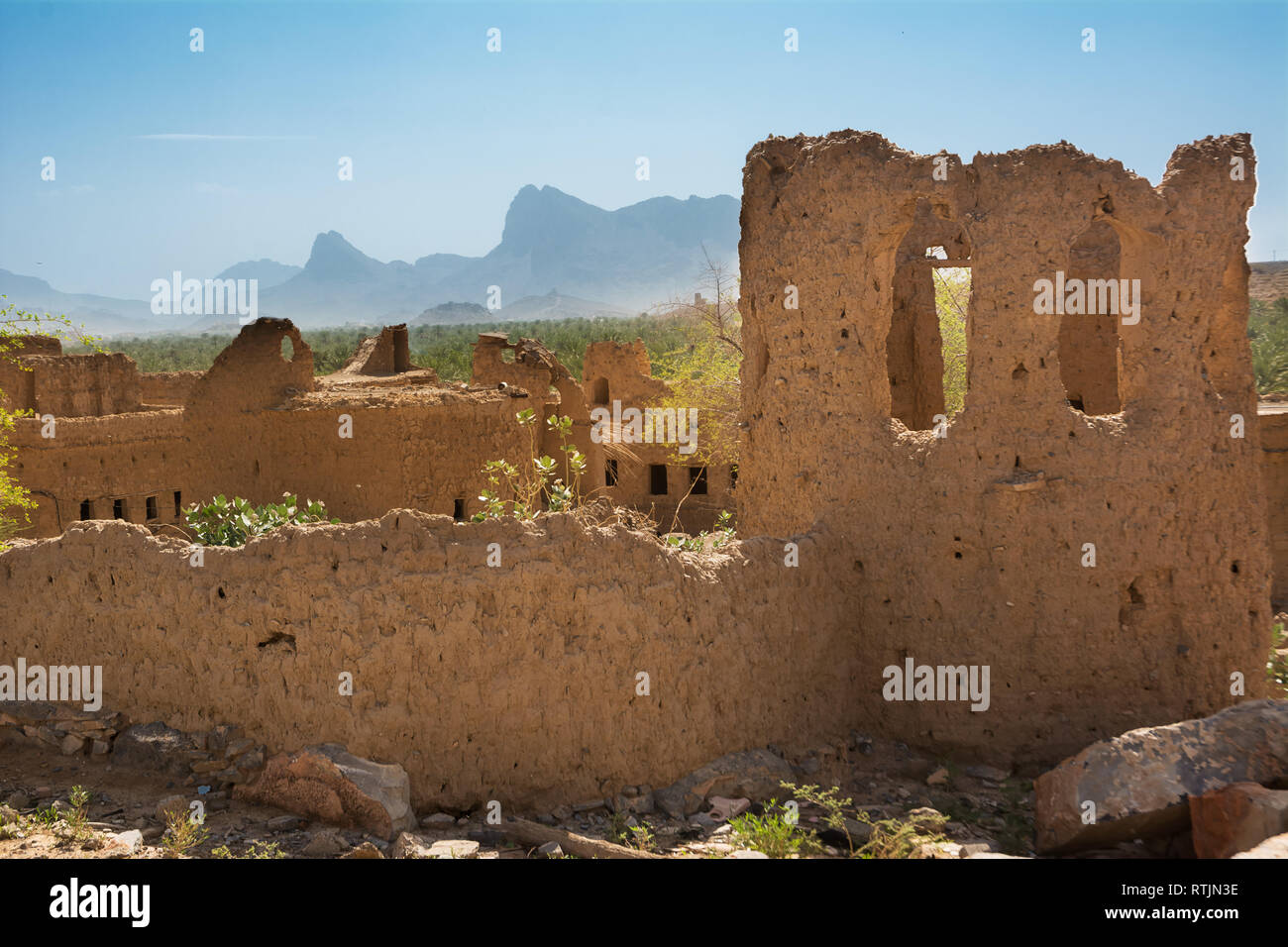 Old mud houses in the old village of Al Hamra (Oman) Stock Photo