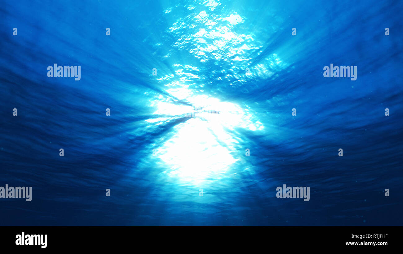 light underwater abstract blue ocean background Stock Photo Alamy