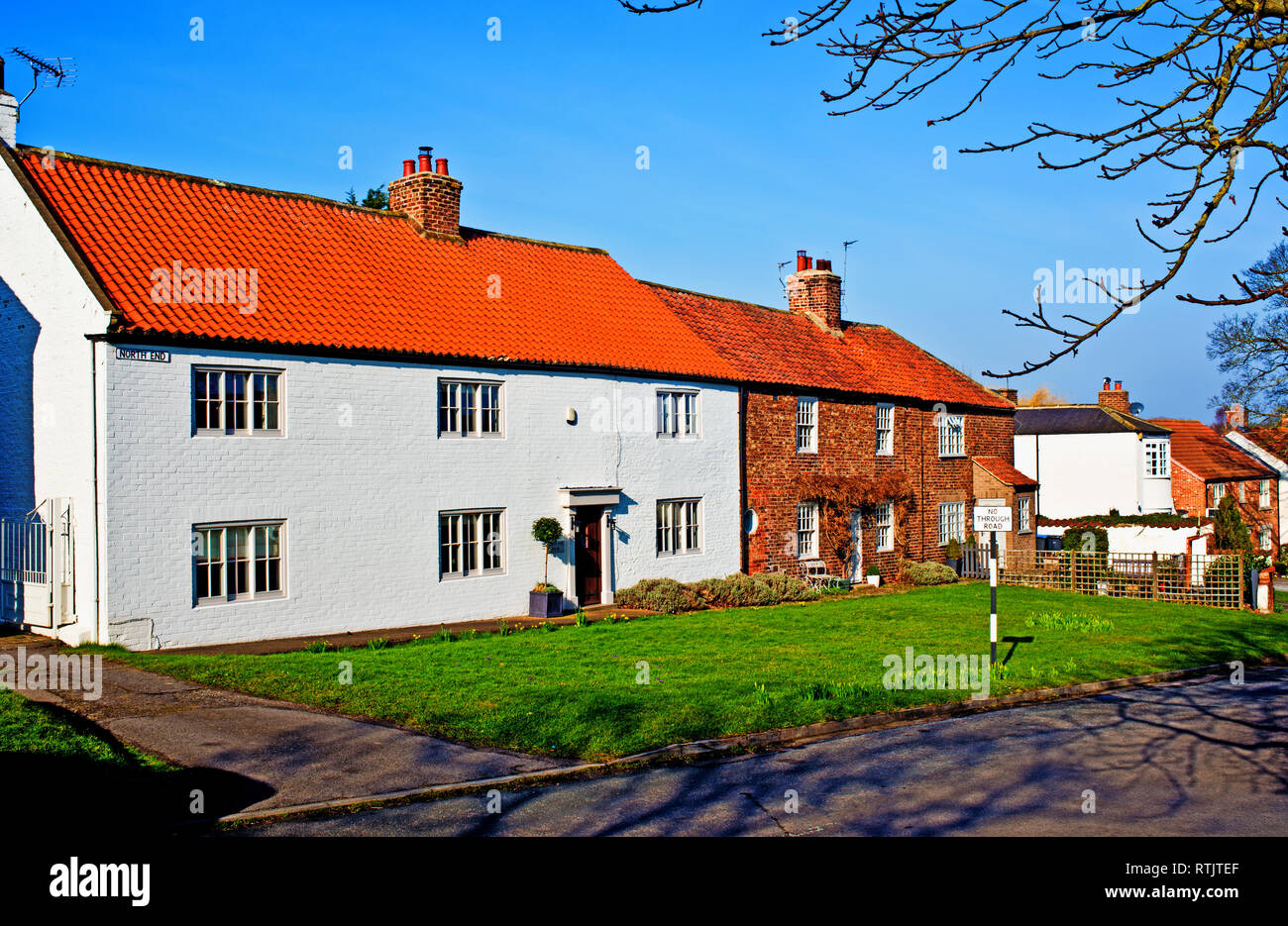 Cottages,North End, Hutton Rudby, North Yorkshire, England Stock Photo