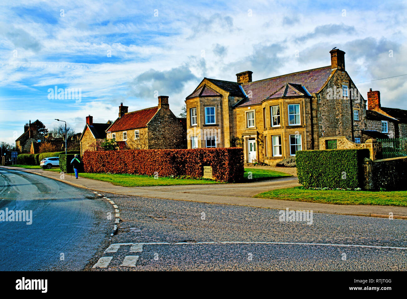 Road Junction, Patrick Brompton, North Yorkshire, England Stock Photo