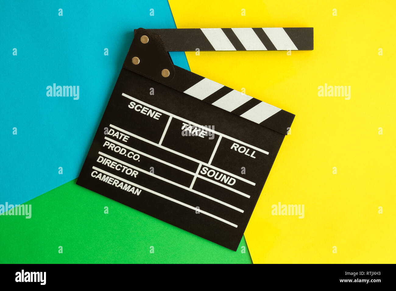 Clapper Board On Colorful Background Minimal Movie Making And