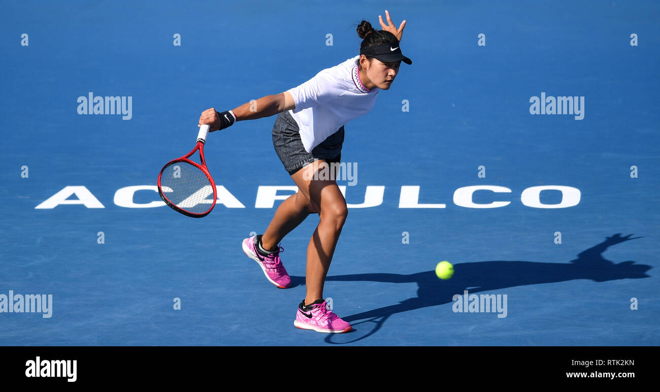 Acapulco, Mexico. 1st Mar, 2019. Wang Yafan of China celebrates after  winning the women's singles semifinal match between Wang Yafan of China and  Donna Vekic of Croatia at the 2019 WTA Mexican