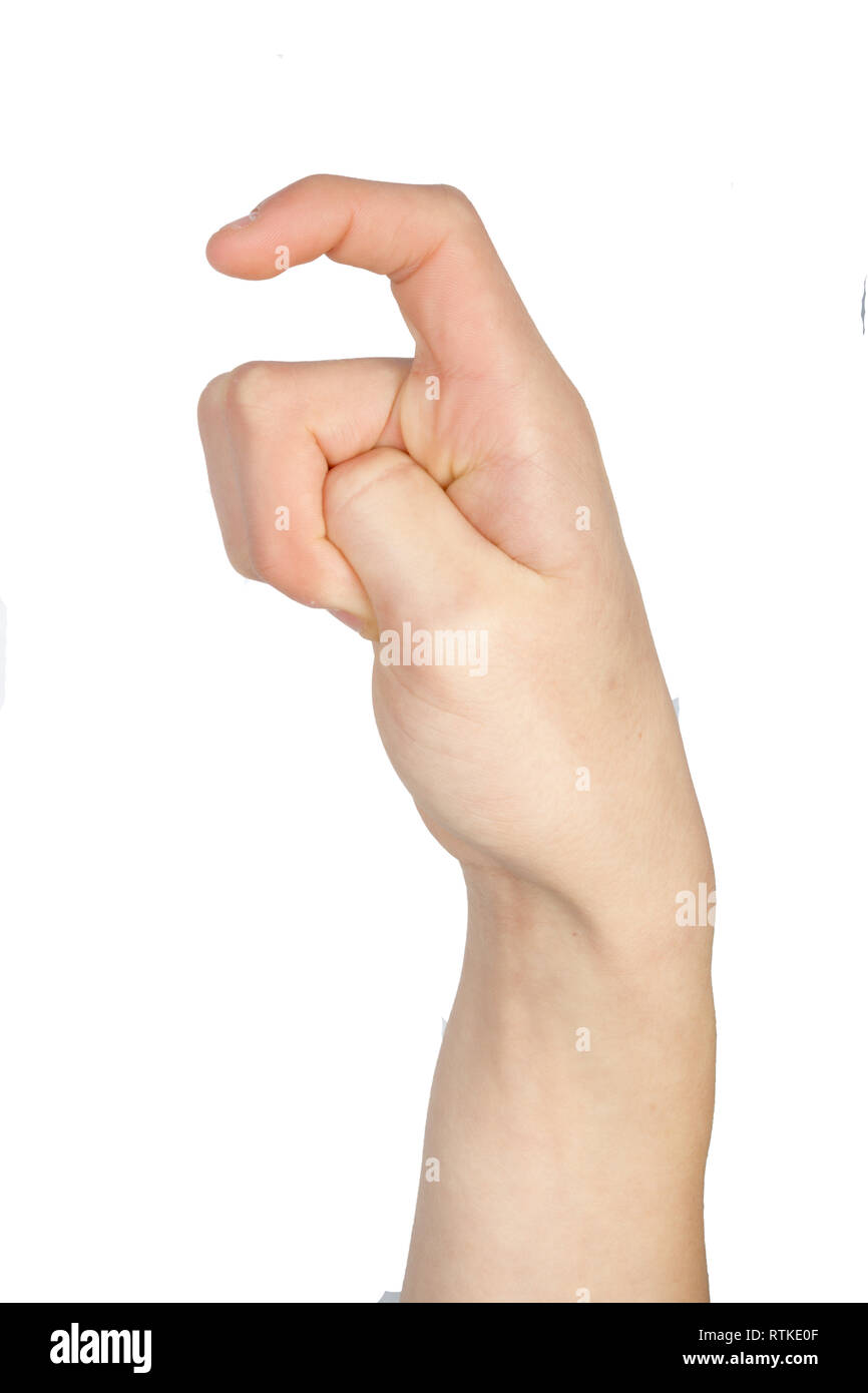 Caucasian hand doing American Sign Language showing the symbol for X ...