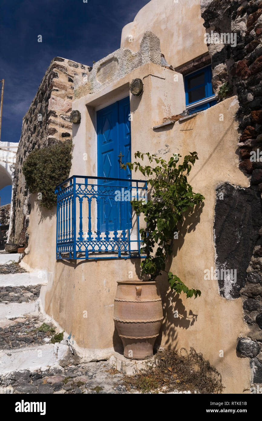 Traditional Greek architectural style building in Pyrgos village