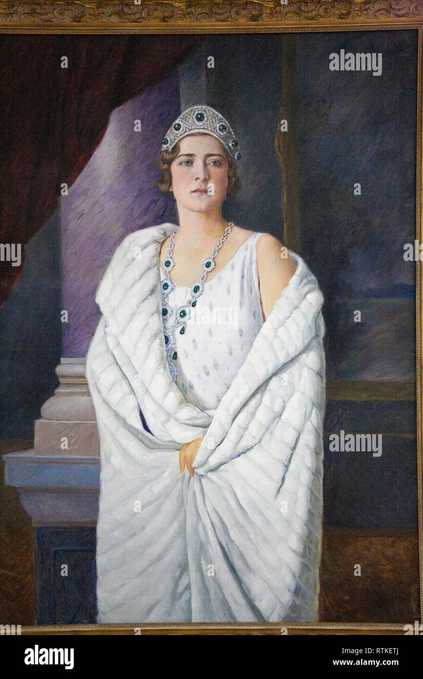 Painting of former Yugoslavia Royal Family Princess Olga Karadjordjevic, (1903-1997), inside Topola mausoleum, Saint-George's church, Topola, Serbia Stock Photo