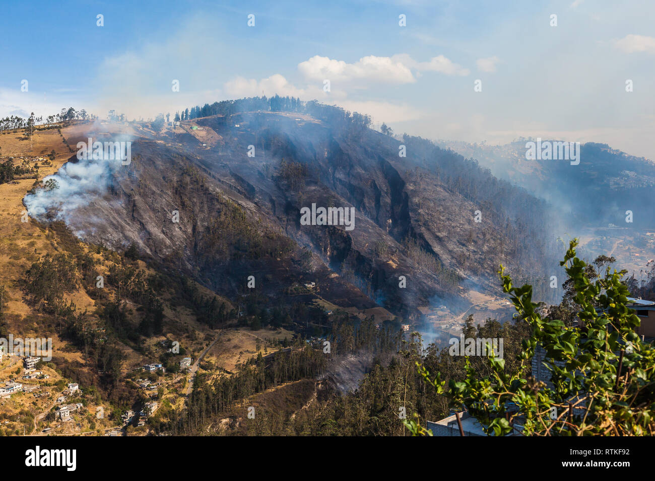 Mountain showing the effects after a terrible forest fire Stock Photo