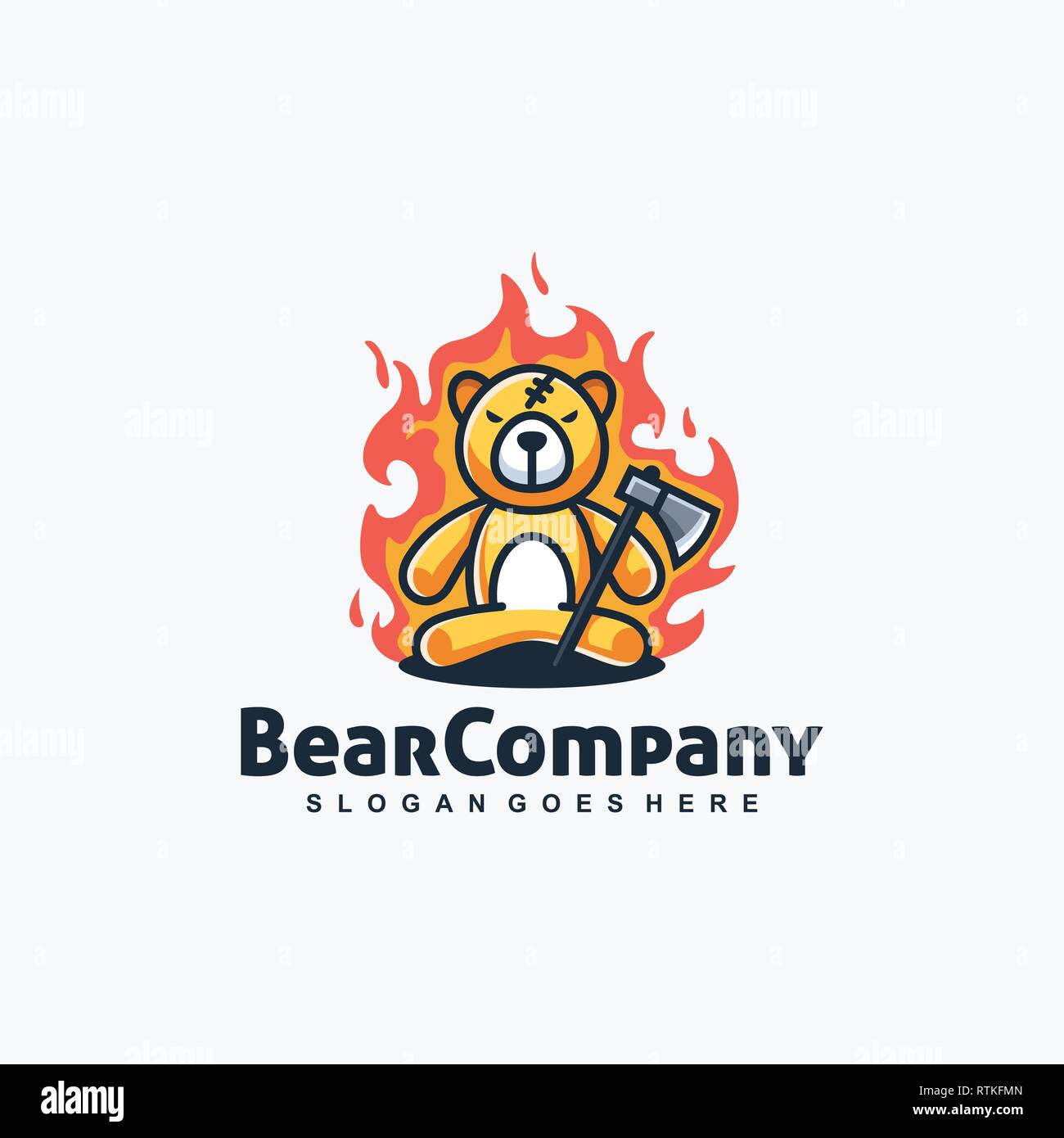 Bear Doll Angry illustration vector template. logo Suitable for Creative Industry, Multimedia, entertainment, Educations, Shop, and any related busine Stock Vector