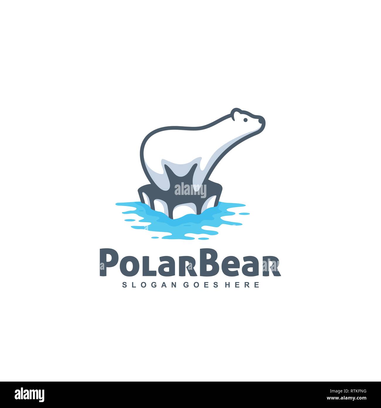 A cute Polar bear in ice in the cartoon and unique style Stock Vector