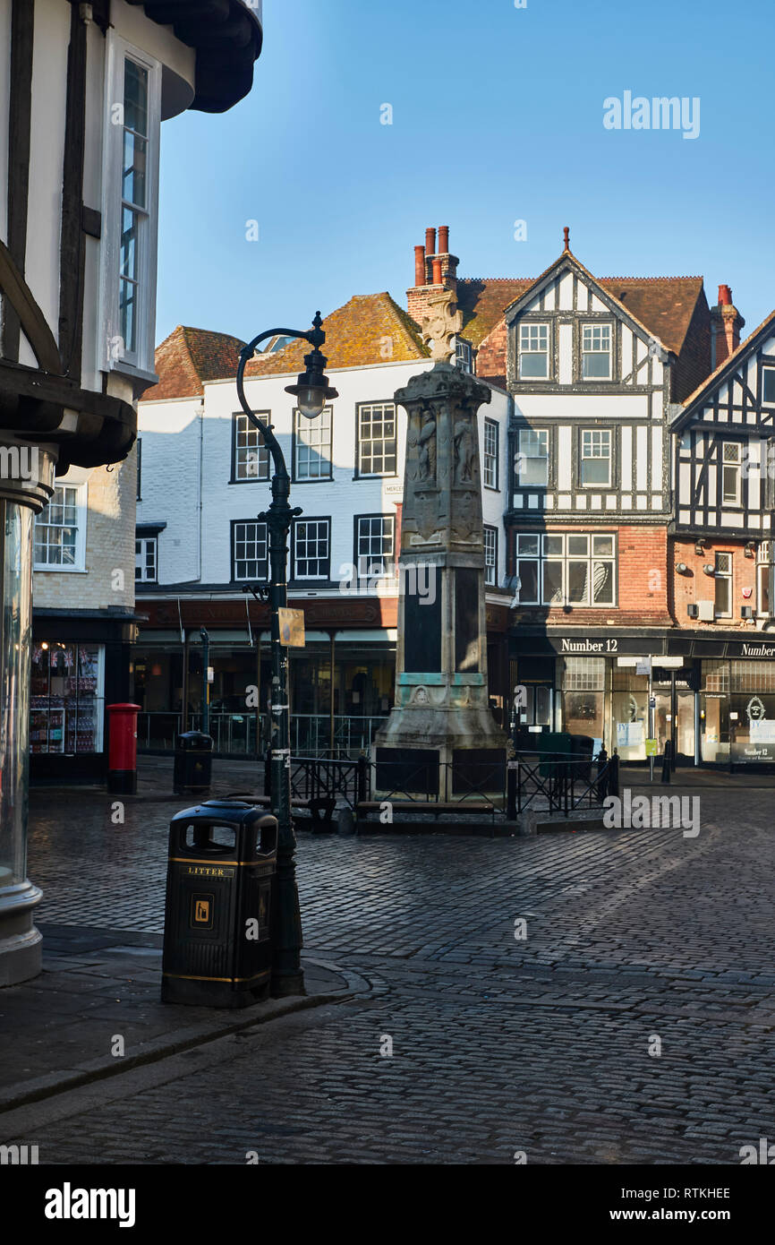 Canterbury town centre street and historic buildings, Kent, England