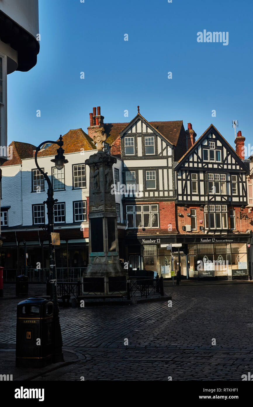 Canterbury town centre street and historic buildings, Kent, England
