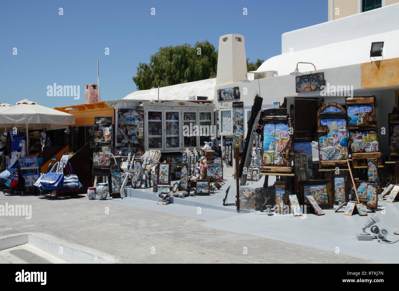 Souvenir shop in Oia Santorini Stock Photo